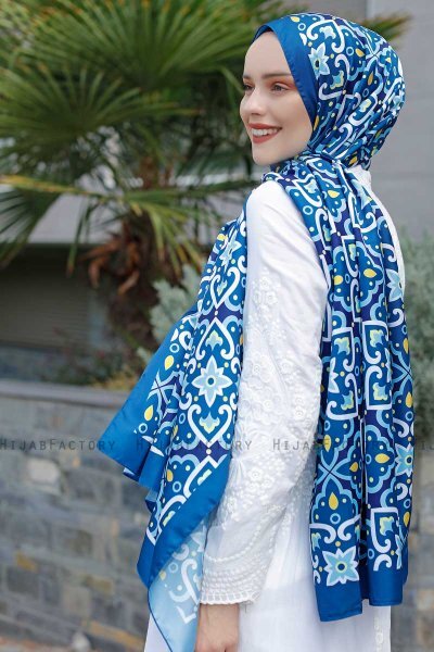 Spring Gemusterter Twill Hijab - Sal Evi