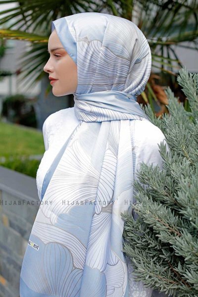 Blue Forest Gemusterter Twill Hijab - Sal Evi