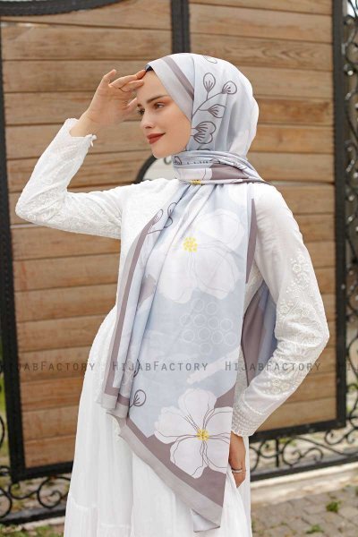 Daisy Gemusterter Twill Hijab - Sal Evi