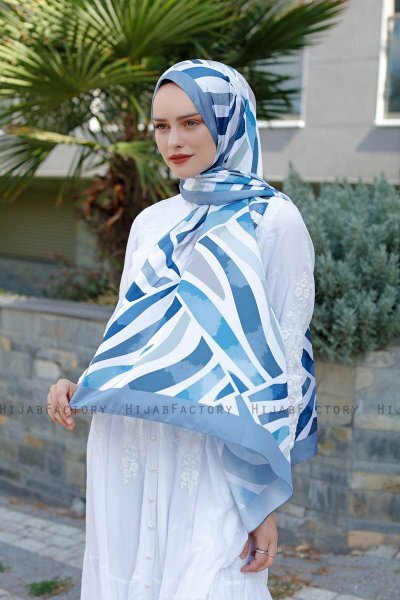 Clouds Gemusterter Twill Hijab - Sal Evi