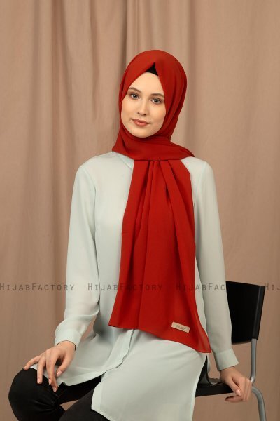 Yildiz - Ziegelrot Crepe Chiffon Hijab