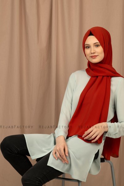 Yildiz - Ziegelrot Crepe Chiffon Hijab