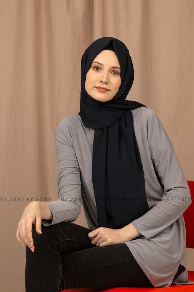Yildiz - Dunkel Navy Blau Crepe Chiffon Hijab