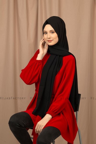 Yildiz - Schwarz Crepe Chiffon Hijab