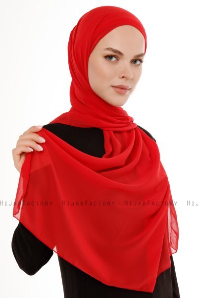 Derya - Rot Praktisch Chiffon Hijab