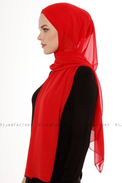 Derya - Rot Praktisch Chiffon Hijab