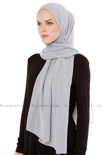 Derya - Hellgrau Praktisch Chiffon Hijab