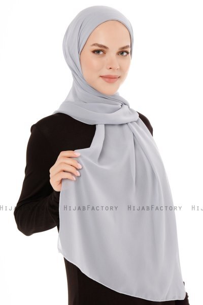 Derya - Hellgrau Praktisch Chiffon Hijab