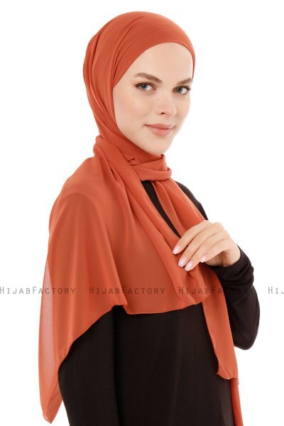 Derya - Ziegelrot Praktisch Chiffon Hijab