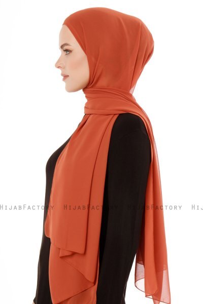 Derya - Ziegelrot Praktisch Chiffon Hijab