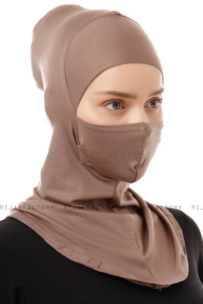 Damla - Dunkeltaupe Ninja Hijab Maske Untertuch