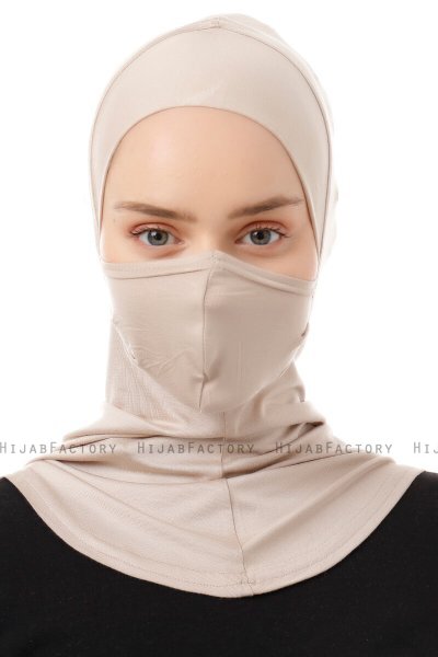 Damla - Helltaupe Ninja Hijab Maske Untertuch