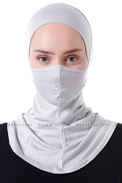 Damla - Hellgrau Ninja Hijab Maske Untertuch
