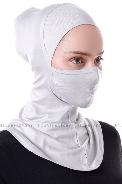 Damla - Hellgrau Ninja Hijab Maske Untertuch