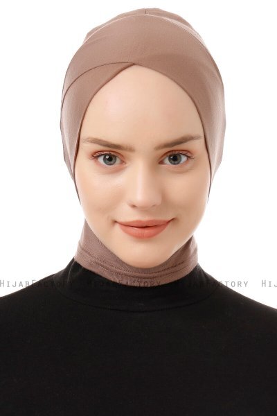 Elnara - Dunkeltaupe Cross Hijab Untertuch