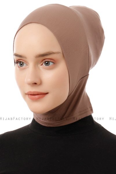 Elnara - Dunkeltaupe Plain Hijab Untertuch