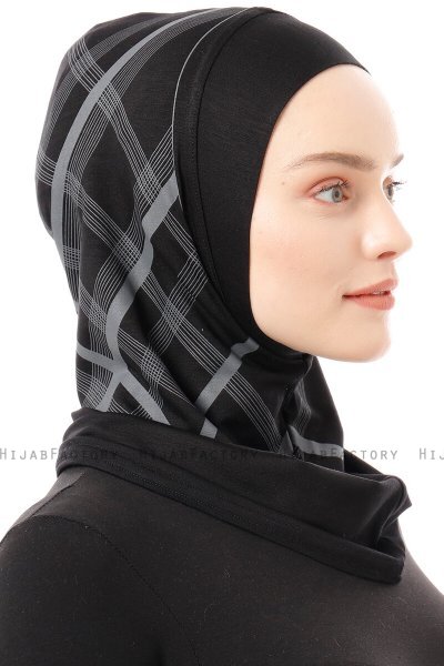 Ekose Plain - Schwarz & Hellgrau One-Piece Al Amira Hijab