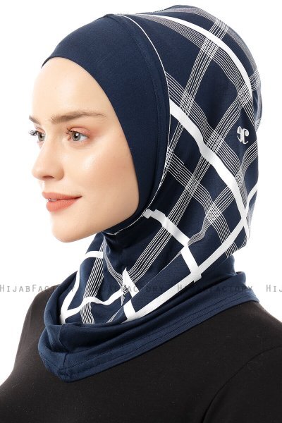 Ekose Plain - Navy Blau One-Piece Al Amira Hijab