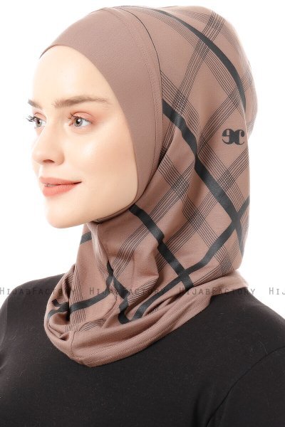 Ekose Plain - Dunkeltaupe One-Piece Al Amira Hijab