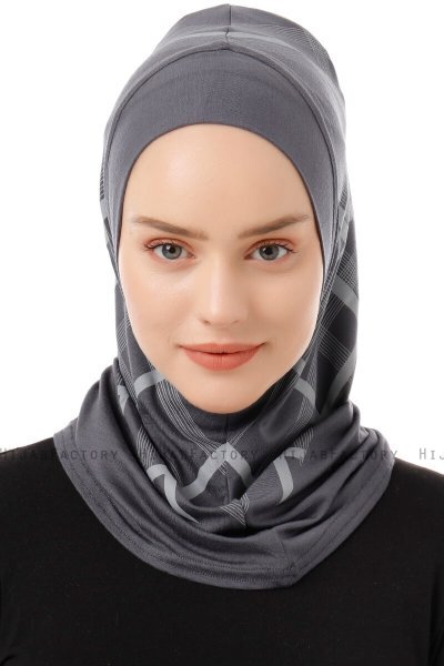 Ekose Plain - Dunkelgrau One-Piece Al Amira Hijab
