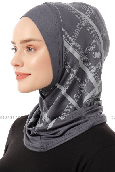 Ekose Plain - Dunkelgrau One-Piece Al Amira Hijab