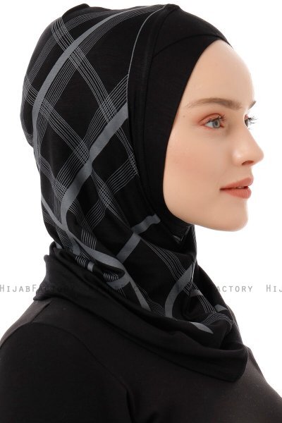 Ekose Cross - Schwarz & Hellgrau One-Piece Al Amira Hijab