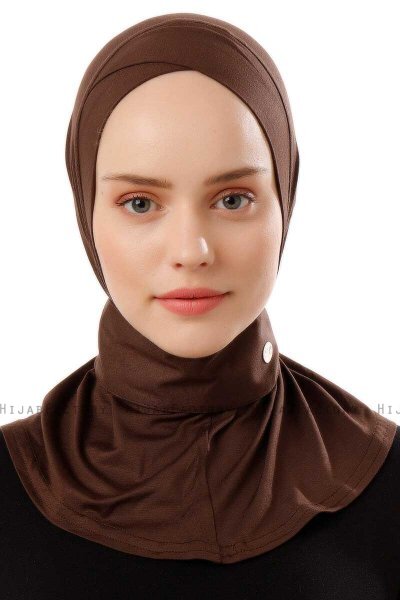 Ceren - Dunkelbraun Praktisch Viscose Hijab