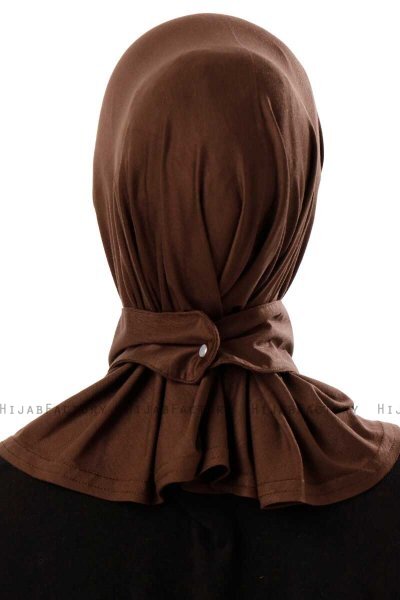 Ceren - Dunkelbraun Praktisch Viscose Hijab