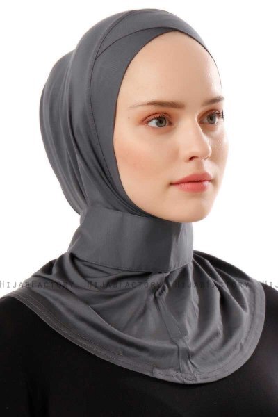 Ceren - Dunkelgrau Praktisch Viscose Hijab