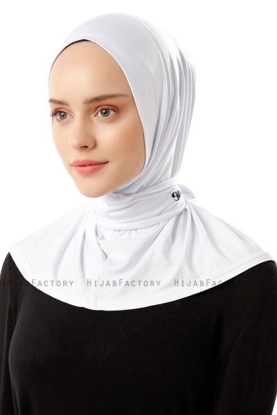 Sportif Plain - Weiß Praktisch Viscose Hijab