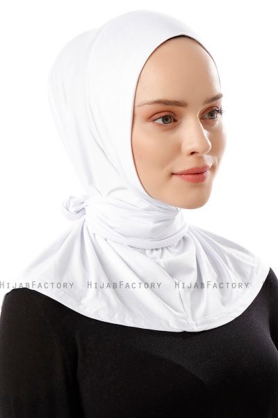 Sportif Plain - Weiß Praktisch Viscose Hijab