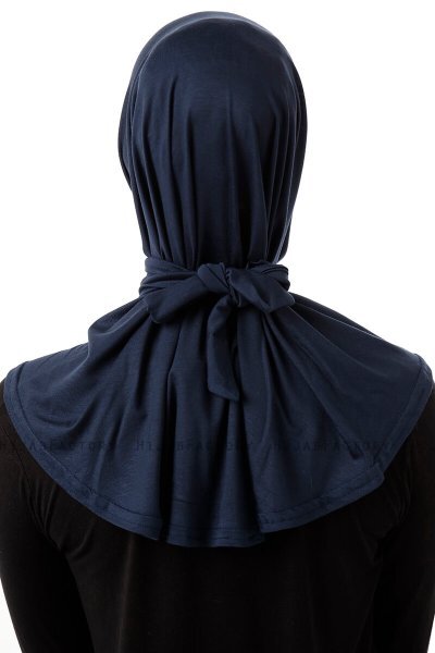 Sportif Plain - Navy Blau Praktisch Viscose Hijab