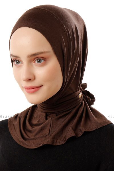Sportif Plain - Braun Praktisch Viscose Hijab