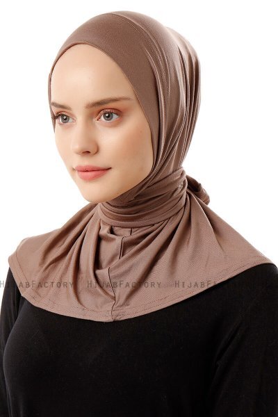 Sportif Plain - Dunkeltaupe Praktisch Viscose Hijab