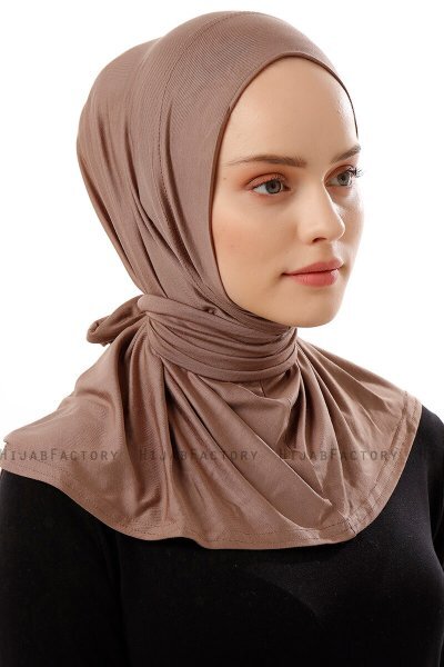 Sportif Plain - Dunkeltaupe Praktisch Viscose Hijab