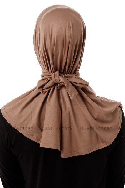 Sportif Plain - Dunkeltaupe Praktisch Viscose Hijab