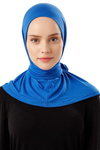 Sportif Plain - Blau Praktisch Viscose Hijab