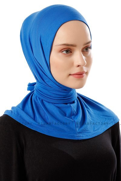 Sportif Plain - Blau Praktisch Viscose Hijab