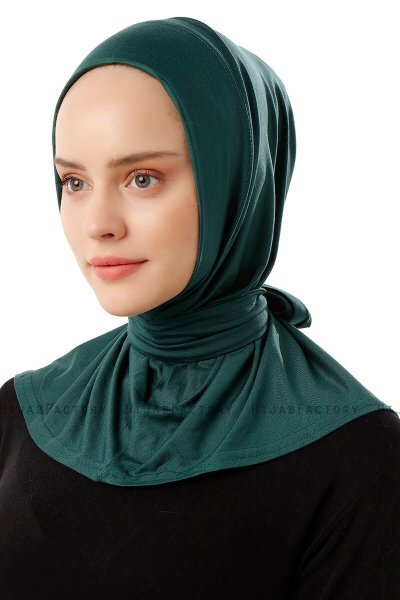 Sportif Plain - Dunkelgrün Praktisch Viscose Hijab