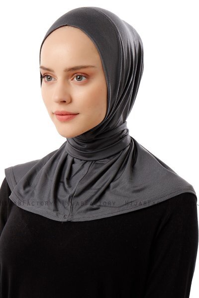 Sportif Plain - Dunkelgrau Praktisch Viscose Hijab
