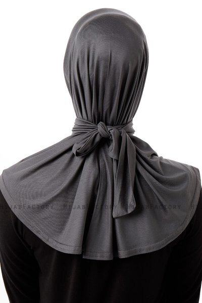 Sportif Plain - Dunkelgrau Praktisch Viscose Hijab