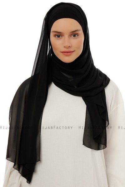 Alara Plain - Schwarz One Piece Chiffon Hijab