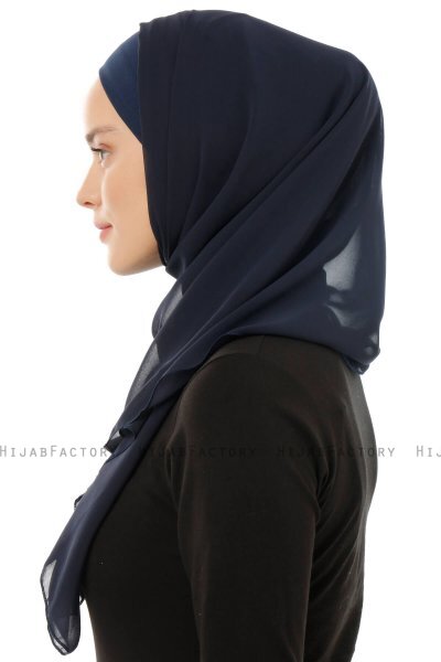 Alara Plain - Navy Blau One Piece Chiffon Hijab
