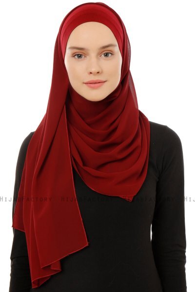 Alara Plain - Bordeaux One Piece Chiffon Hijab