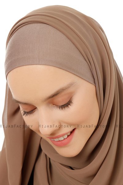 Alara Plain - Dunkeltaupe One Piece Chiffon Hijab