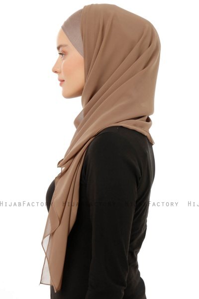 Alara Plain - Dunkeltaupe One Piece Chiffon Hijab