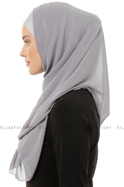 Alara Plain - Dunkelgrau One Piece Chiffon Hijab