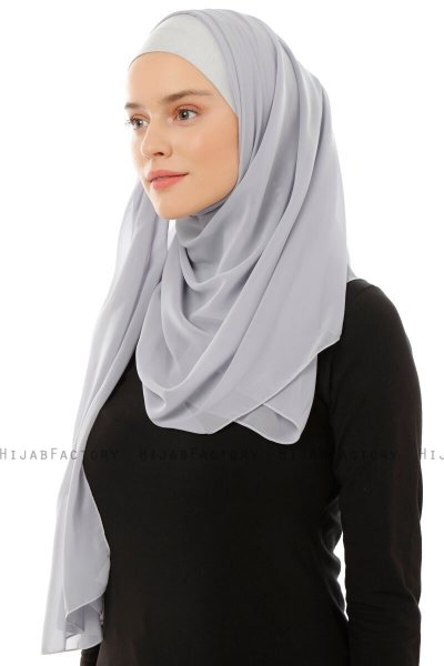 Alara Plain - Hellgrau One Piece Chiffon Hijab