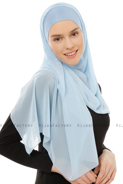 Alara Plain - Hellblau One Piece Chiffon Hijab