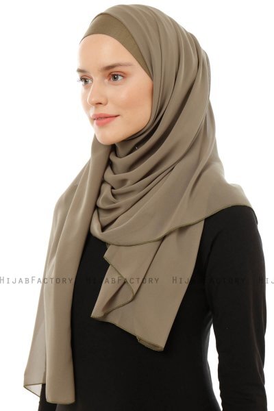Alara Plain - Olivgrün One Piece Chiffon Hijab